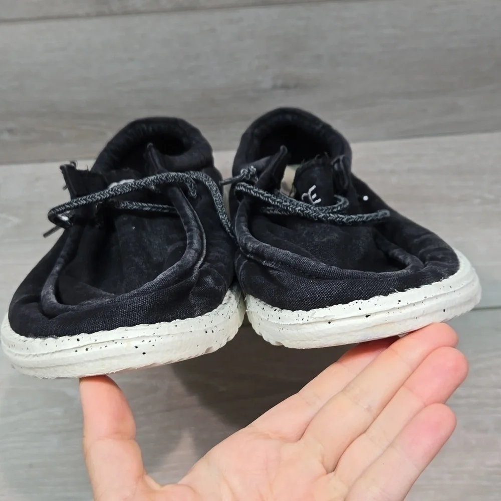 Hey Dude Mens Wally Washed Black Loafer Slip on shoes sz 13